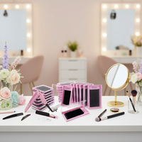 Extensions de cils Easy Fan en cachemire noir mat foncé, faites à la main, 12-20 rangées, auto-éventailantes, logo personnalisé, marque privée OEM/ODM Aesphylash