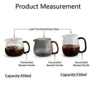 <span class=keywords><strong>Jarra</strong></span> de Vidrio de Borosilicato de Alta Calidad de 450ml y 550ml, Tejida a Mano con Ratán, Transparente, para Café de Goteo, Uso Doméstico, Venta al por Mayor - Product Image 6
