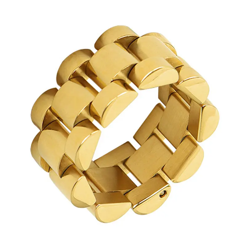 Einzigartiges Design Edelstahl-Uhrband Ringe feiner 18k-Goldschmuck für Feiertag Party aktuellstes Modell modische Schmuckringe