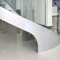 Escalier en colimaçon sculptural sur mesure en acier inoxydable avec garde-corps en verre pour une utilisation extérieure moderne dans les appartements et les villas