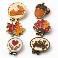 Marqueur de balle de golf en gros avec clip pour chapeau, motifs Thanksgiving (Dinde, Citrouille), finition Bronze antique et Or, thème Noël, cadeau personnalisé