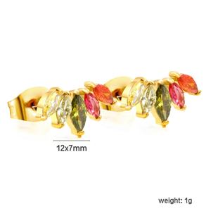 Dainty 18K PVD Gold Plated Tarnish Free Waterproof Tiny Cubic Zirconia Stainless Steel Jewelry Colourful Zircon <b>Stud</b> <b>Earrings</b> - Product Image 2