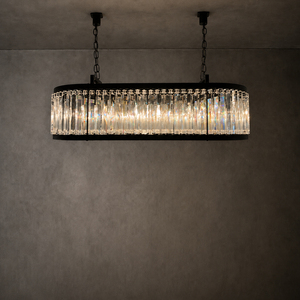 Lámpara Colgante de Cristal Lineal Ovalada Personalizable con Cadena de Suspensión Ajustable para Proyectos de Interiores de Villas - Product Image 3
