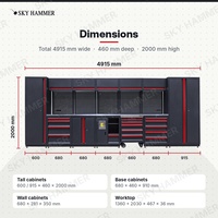 Système de rangement modulaire pour garage sur mesure OEM, armoire à outils en métal combinée avec armoire à roulettes et armoires murales pour atelier