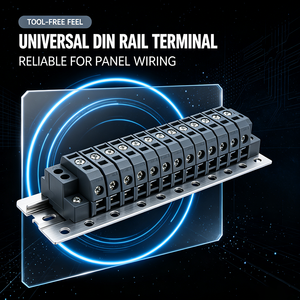 Bloc de bornes à visser sur rail DIN pour connexion de fils, idéal pour le câblage des armoires électriques - Product Image 1