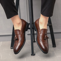 Mocassins à pampilles brogues pour hommes, à enfiler, chaussures habillées formelles avec perforations Wingtip pour le bureau et les occasions formelles