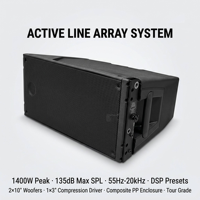 Système de sonorisation professionnel actif HDLL 20 Dual 10 pouces à haute puissance, enceintes line array en plastique