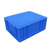 Boîte de rangement en plastique bleue OEM du fabricant 490x395x198mm, étanche, légère, durable, avec couvercle pour conteneurs en plastique d'entrepôt