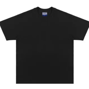 T-shirt pour homme en coton lourd noir, 95% coton, 5% élasthanne, couleur unie, col rond, taille oversize - Product Image 4