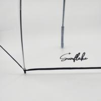 Grand parapluie transparent Apollo en forme de dôme profond, parapluie de marche transparent avec poignée en J incurvée pour les événements en plein air