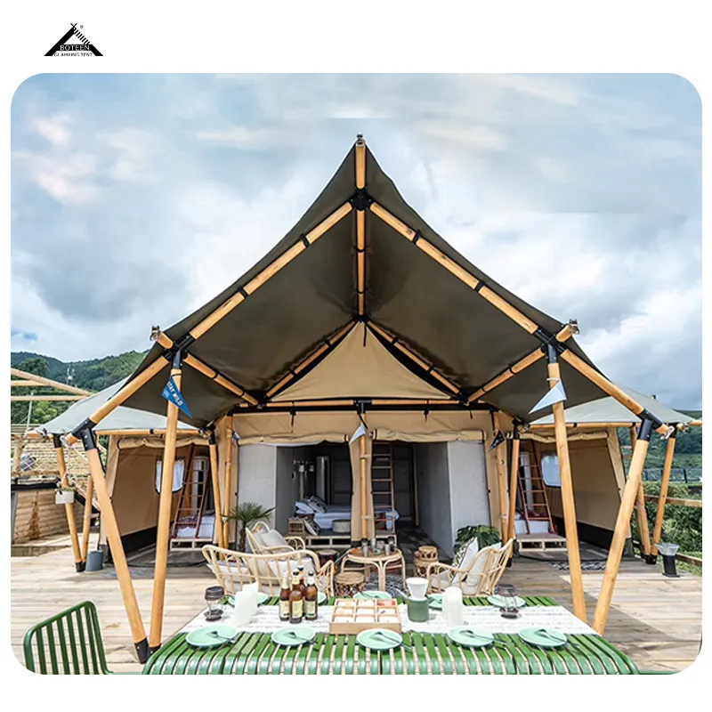 Boteen ngoài trời không thấm nước chống cháy Eco Resort khách sạn sang trọng khung gỗ lều cho Cắm Trại Đi Bộ Đường Dài sự kiện