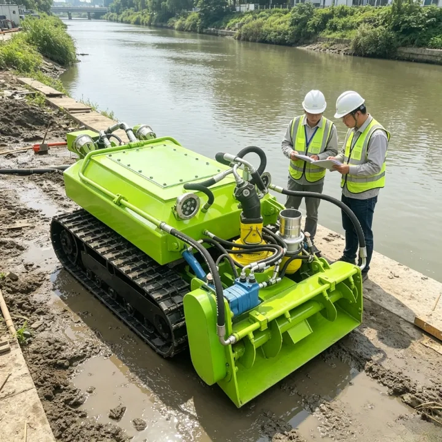 Underwater Amphibious Dredge Robot 30m Depth for Reservoir Cleaning