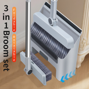 Set Scopa e Paletta in Plastica con Manico Regolabile da 52 Pollici, Setole a Bandiera, Confezione da 4, per Pulizia Pavimenti Casa, Cucina, Ufficio (Nero e Rosso) - Product Image 3