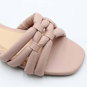 Sandalias deslizantes de diseñador para mujer, zapatillas cuadradas con punta abierta trenzada y Espalda descubierta, zapatos planos de verano - Product Image 5