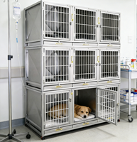 Combinaison de cages en acier inoxydable pour hôpital vétérinaire - Design classique, respirant et facile à assembler pour l'exposition d'animaux