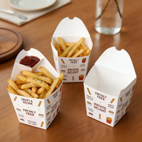 Boîte d'emballage en papier pour frites avec porte-sauce, personnalisable avec logo et photo, prix de gros