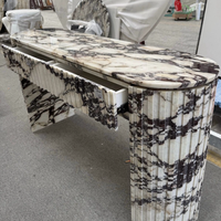Table console moderne de luxe en marbre Calacatta Viola Violet pour salon, couloir, entrée, maison, hôtel, résidence, hall ou villa