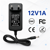 Adaptateur secteur 12V 1A AC/DC homologué FCC, chargeur mural 12W pour éclairage sous armoire et haut-parleur Bluetooth