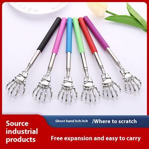 Grattoir arrière télescopique en acier inoxydable Factory-Source pour les personnes âgées gauchères Style lame droite poignée en plastique outil de beauté - Product Image 6