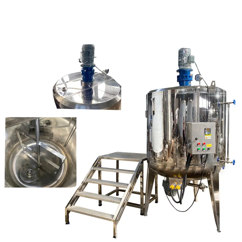 100L 200L 500L 1000L Thép Không Gỉ Emulsifying Homogenizer Hơi Nước Điện Trộn Tank Với Khuấy