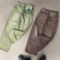 Pantalon en jean vintage délavé personnalisé pour homme, coupe droite ample, style streetwear, esthétique urbaine, pantalon rétro couleur terre, vêtement neuf