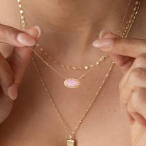 Collana con Ciondolo Ovale in Zircone Placcato Oro, Design Classico, Gemme Multicolore per Donne e Ragazze - Product Image 2