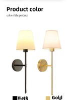 Applique murale LED rechargeable sans fil en fer, style américain, design moderne et créatif, pour chambre, chevet, escalier, maison d'hôtes, avec bordure décorative pour tissu