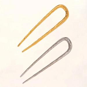 Wave 2 punte irregolari Updo Chignon bastoni da donna bacchette nero oro argento lega di metallo forcina a forma di U per le ragazze - Product Image 2