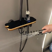 Ensemble de mitigeur de douche thermostatique à affichage numérique LED jaune, robinet de salle de bain en laiton avec cartouche céramique, système de robinetterie de douche