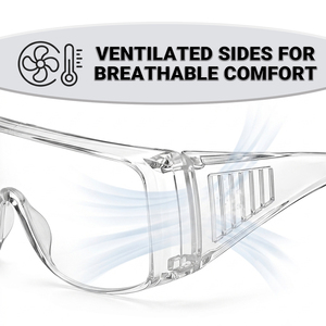 Gafas de Seguridad con Protección Antivaho ANSI para Usar sobre Lentes Graduadas, Gafas OTG con Protectores Laterales para Trabajo Industrial, 3 Piezas - Product Image 3