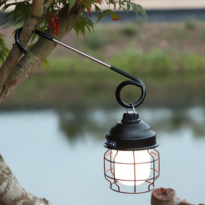 Crochet de fixation pour lampe de tente extérieure, double crochet 27x5,5cm, noir, en tissu Oxford, support portable pour accessoires de camping - Product Image 1