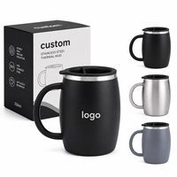 Mug isotherme personnalisé en acier inoxydable 304 à double paroi de 14 oz avec poignée et couvercle pour traiteurs et écoles - Vente en gros