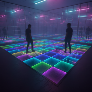 Le sol interactif de projection pour divertissement active une grille avec des lumières LED créant un effet de sol laser dansant ressemblant à de la lave - Product Image 1