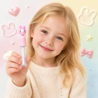 ISMAN Tubes de brillant à lèvres pour enfants en forme de lapin unique de 3 ml, conteneurs vides mignons en forme de lapin pour fond de teint, emballage cosmétique mini personnalisé avec logo