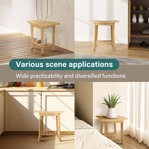 Large for Spa Bath Organizer Seat Shower Bench <b>Stool</b> with Storage Shelf Durable & Easy Cleaning for Bathroom - Product Image 4