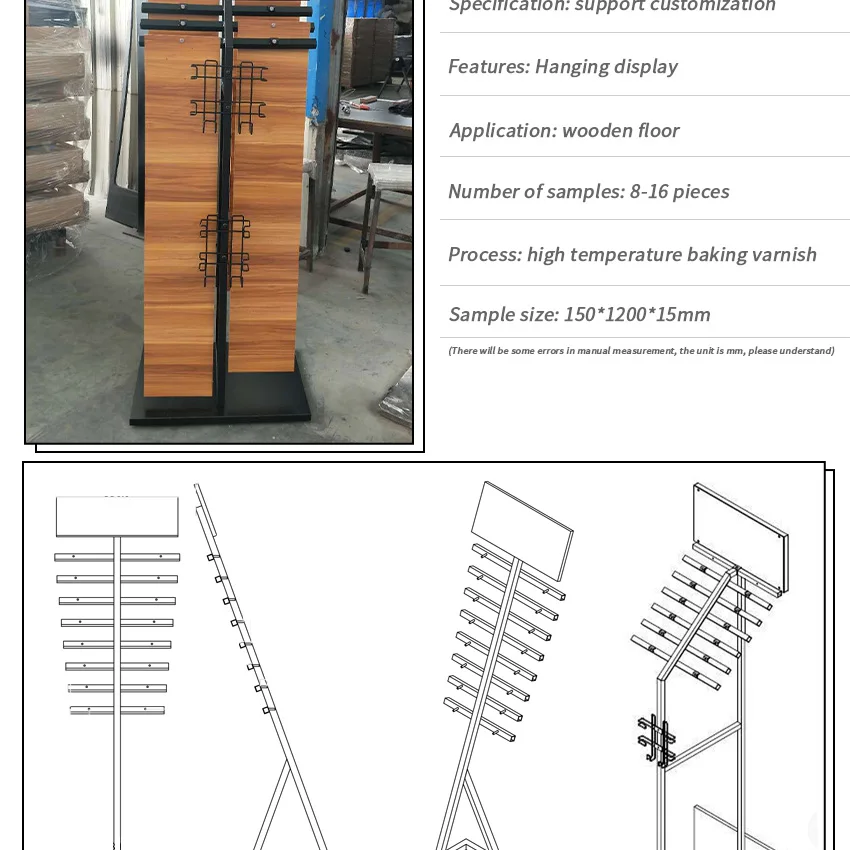 Custom Floor Showroom Sample Holder Display Rack Laminate Stone Floor Stand Parquet Ceramic Tile Hanging Wooden Floor With Stand