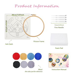 CHENISTORY Adulto DIY Aguja de lana Juego de <span class=keywords><strong>pintura</strong></span> Paisaje creativo Casa de nieve <span class=keywords><strong>con</strong></span> figura Impresión digital en lienzo Base de soporte - Product Image 3