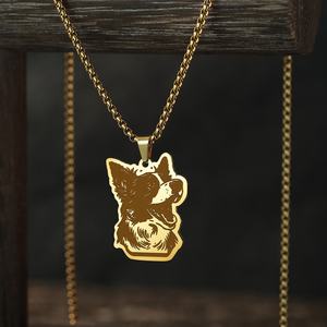 Collar con Colgante de <span class=keywords><strong>Border</strong></span> <span class=keywords><strong>Collie</strong></span> Hecho a Mano Estilo Punk - Acero Inoxidable con Imitación de Perla y Diamante, Joyería Elegante para Bodas - Product Image 4