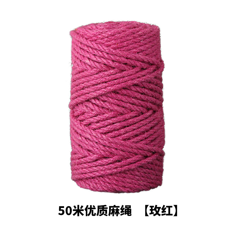 Corde de chanvre rose-rouge [Enchère minimum 10 mètres]