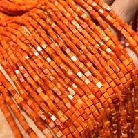 Orange Haizhu Corail 3X3mm Carré Bambou Corail Cube Mini Bébé Perles Bijoux De Mode Bracelet Collier Pierre Accessoires
