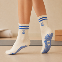 Chaussettes de sport respirantes en coton tricoté, chaussettes de fitness d'intérieur, chaussettes de Pilates pour femmes, chaussettes de yoga antidérapantes avec semelles en silicone antidérapantes