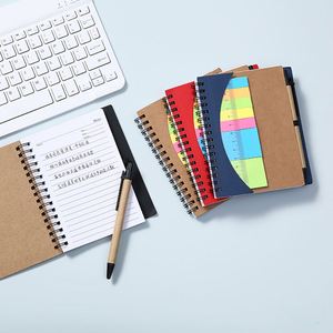 Cuaderno Personalizado de Papel Kraft con Tapa Dura, Espiral Metálica, Regla y Notas Adhesivas, Cuaderno Promocional para Empresas con Bolígrafo - Product Image 3