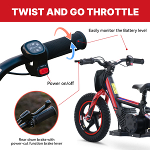 Vélo électrique tout-terrain pour enfants, moto avec accélérateur rotatif, pneu gonflable antidérapant, siège réglable à 2 vitesses pour enfants - Product Image 2