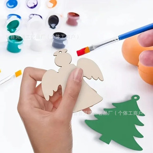 Ornements d'anges en bois non finis à peindre, décorations pour arbre de Noël, accessoires artisanaux de bureau pour les fêtes - Product Image 1