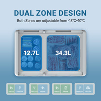 Réfrigérateur portable antichoc à double zone avec commande par application Colku Q47D, 12V, pour voiture, camping-car, camion, caravane, voyage