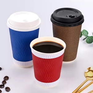 Hạ Môn Biểu Tượng Tùy Chỉnh Gợn Tường Dập Nổi Lá Vàng Sóng Thủ Công Cốc Giấy Thân Thiện Với Môi Sữa Ly Cà Phê Với Thiết Kế Bền - Product Image 1