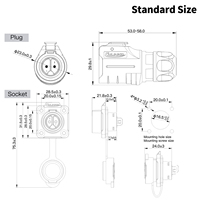 Connecteur industriel circulaire étanche IP68 CNLINKO LP16 en plastique, avec câble pré-assemblé de 1 m pour équipement de signalisation