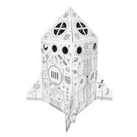 Casa de Juegos de Cartón Ecológica para Niños, Juego de Pintura Educativa con Diseño de Cohete, para Dibujar y Colorear
