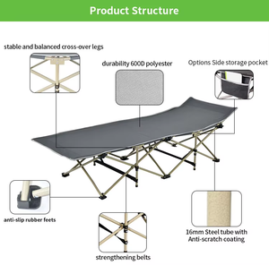 <span class=keywords><strong>Lettino</strong></span> Pieghevole in Metallo per <span class=keywords><strong>Campeggio</strong></span> all'Aperto con Schienale Regolabile e Materasso per Picnic e Uso in Parchi - Product Image 2