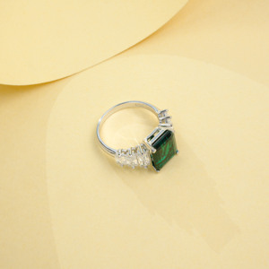 S925 Sterling <b>Silver</b> Lab Created <b>Emerald</b> <b>Ring</b> - Product Image 4